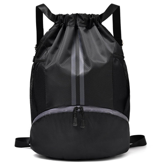 Optima Premium Large Drawstring Backpack - Black Gym Bag