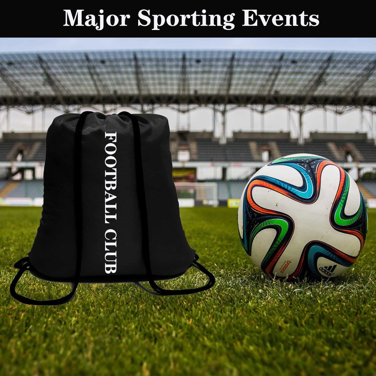 Optima Premium Drawstring Backpack - 100 Pack, Durable Black Bags