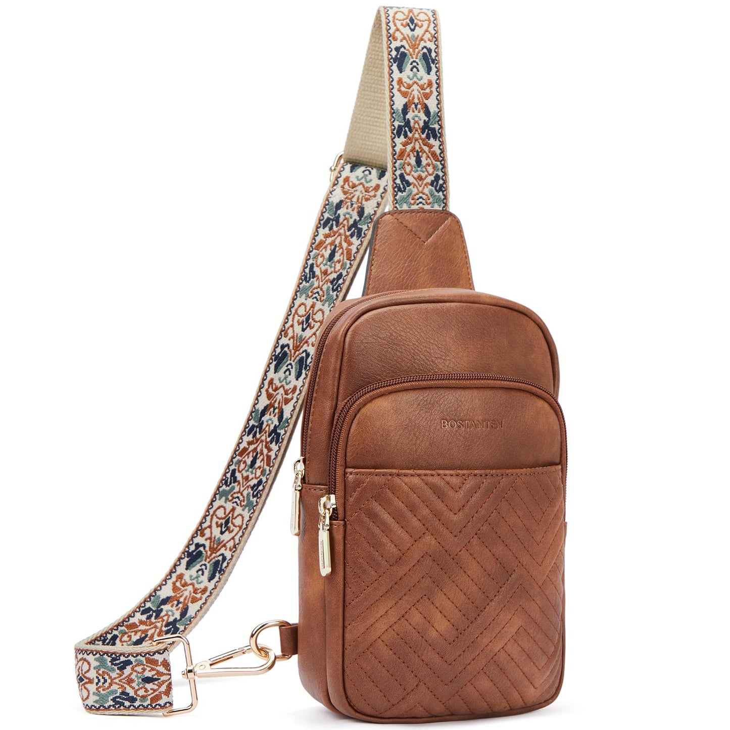 Optima Premium Leather Crossbody Sling Bag - Quilted Travel Fanny Pack