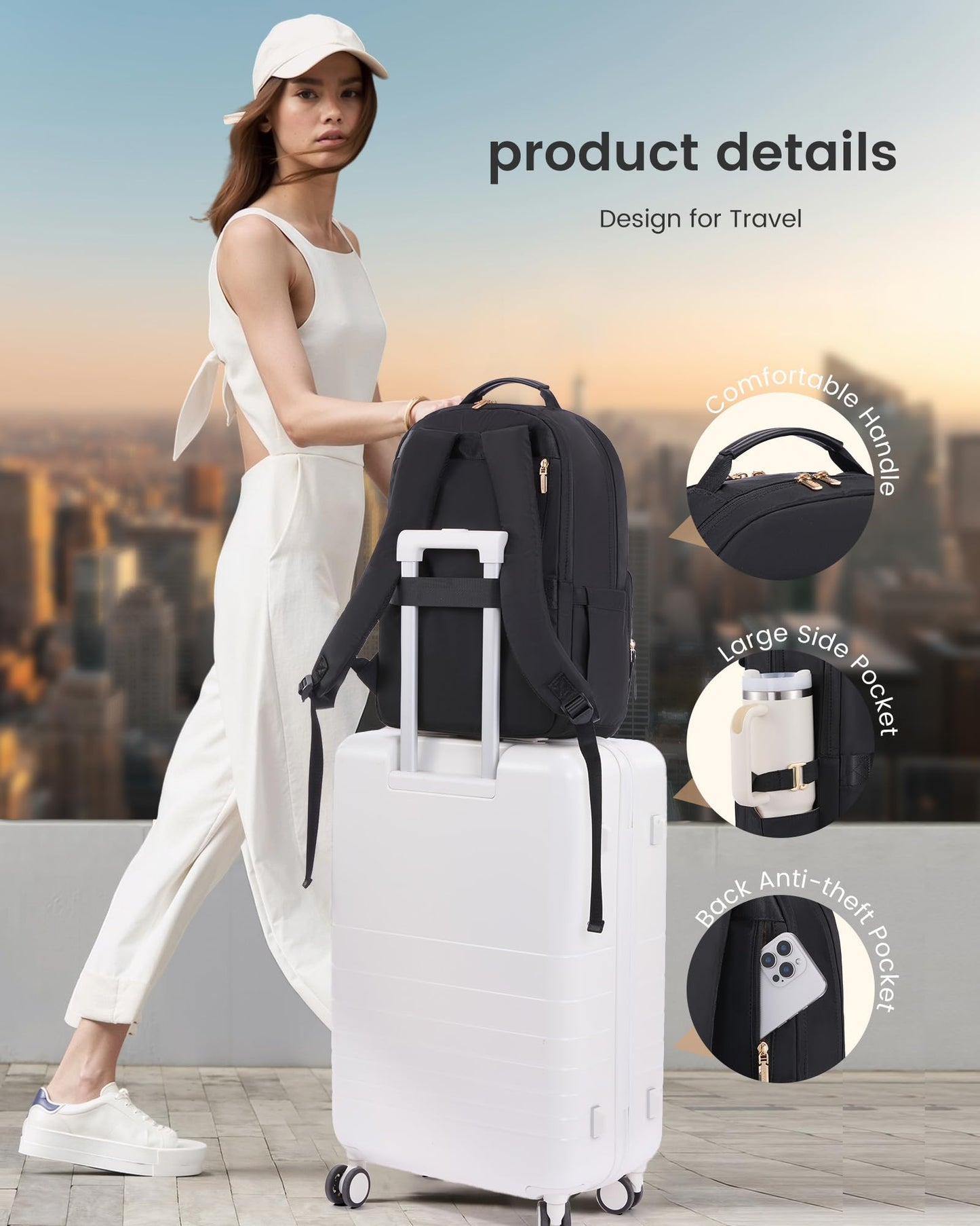 Optima Stylish Laptop Backpack for Women - Durable College Bookbag