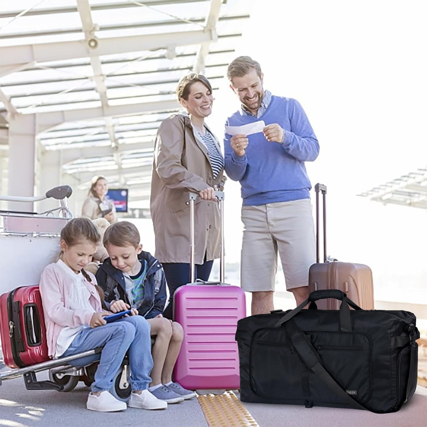 Optima Premium 65L Duffle Bag - Glossy Black with Shoe Compartment