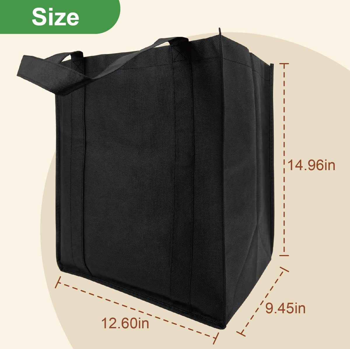 Optima Premium Reusable Tote Bags - 10 Pack, 50 lbs Capacity