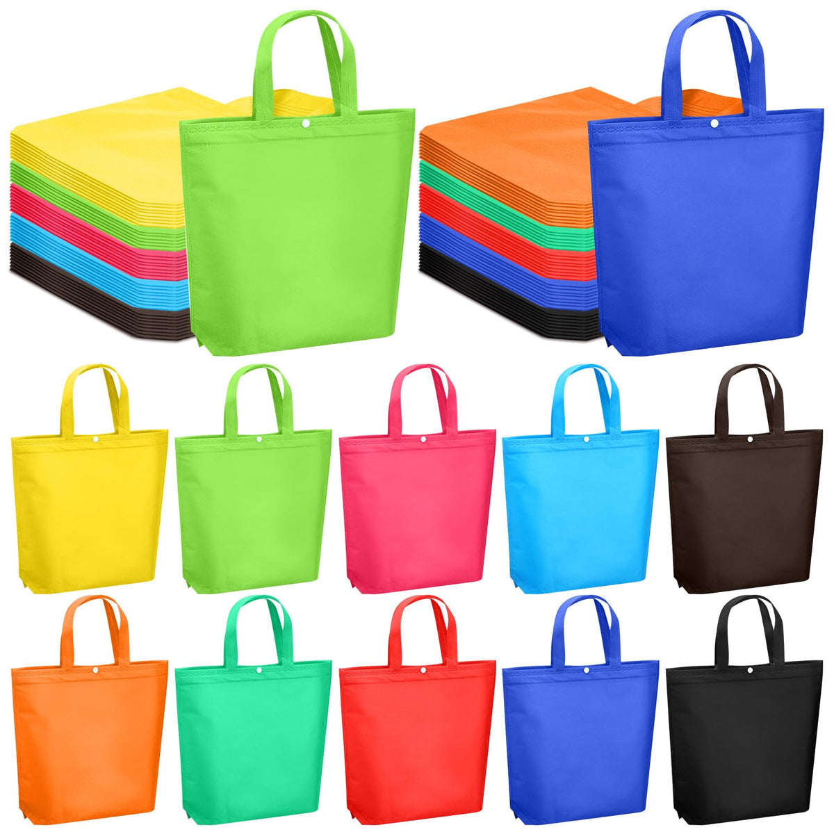 Optima Premium Reusable Multicolor Shopping Bags - 100 Pack, Small