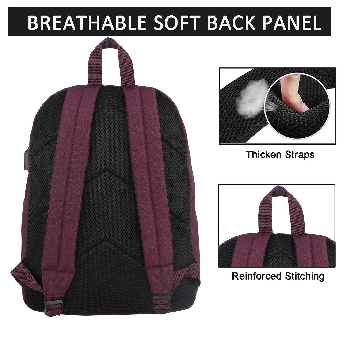 Optima Premium Casual Laptop Backpack - 20L, USB Charging, All Black