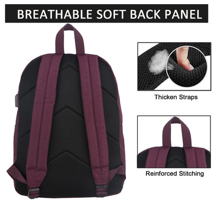 Optima Premium Casual Laptop Backpack - 20L, USB Charging, All Black