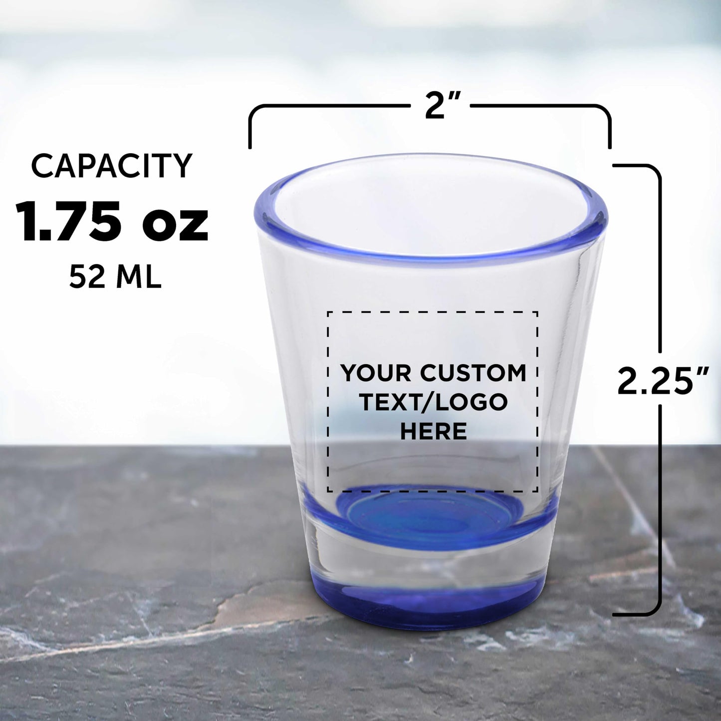Optima Custom Shot Glasses Set - 1.75 oz, 100 Pack for Events