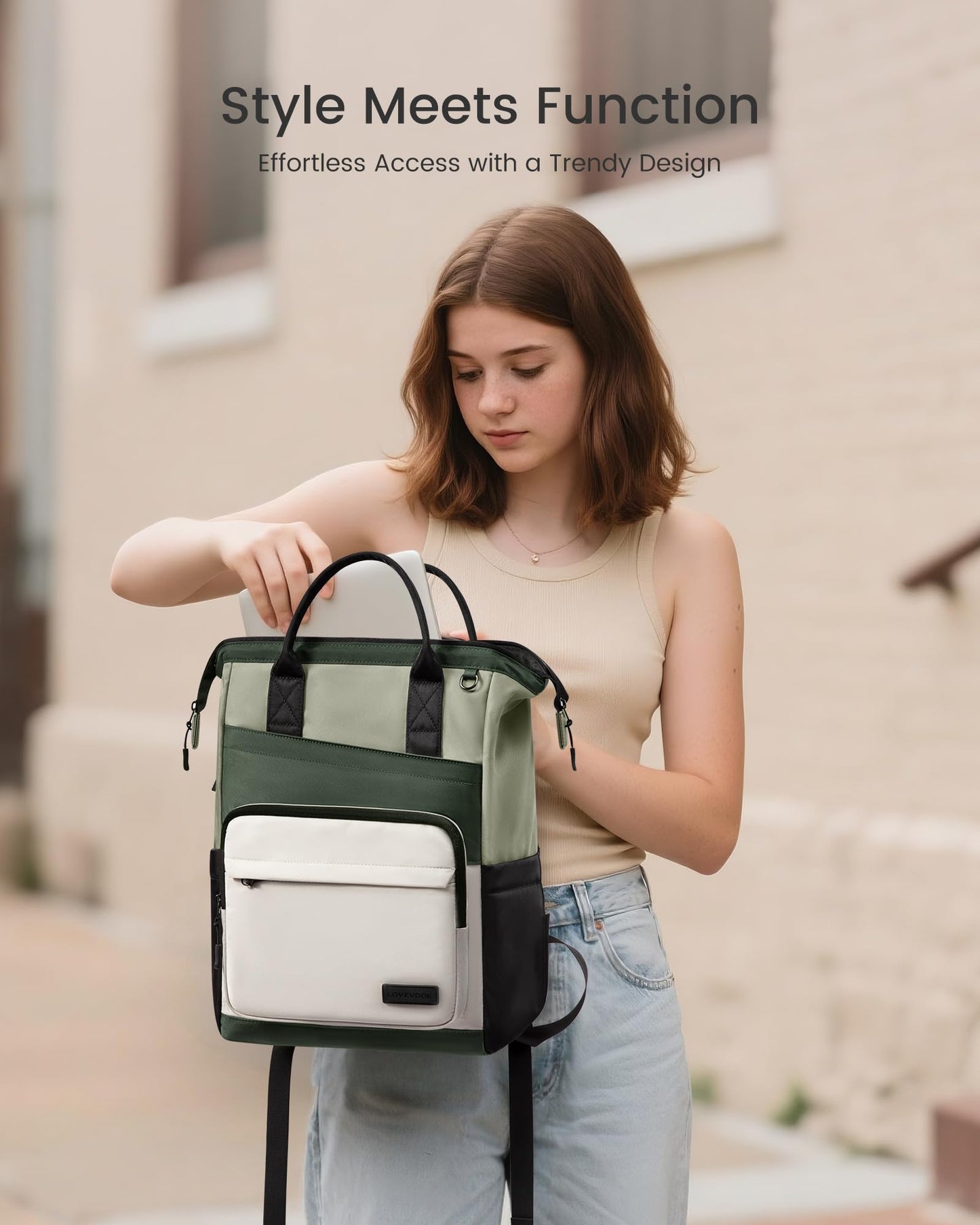 Optima Premium Laptop Backpack - 15.6 inch, Beige-Khaki-Black