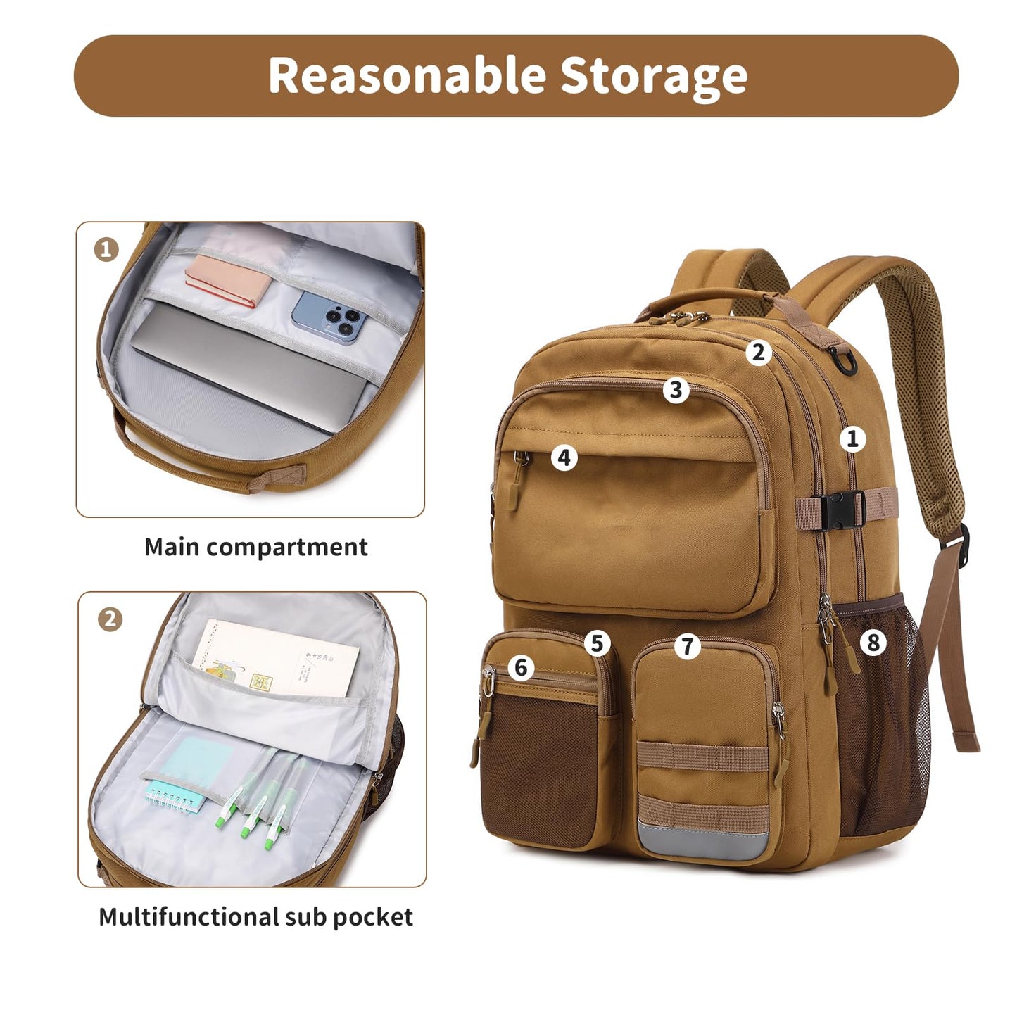 Optima Water-Resistant Backpack - Fits 15.6" Laptop, Grey Blue