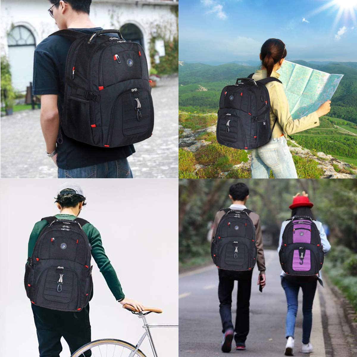 Optima Premium 50L Travel Laptop Backpack - USB Charging, Fits 17''