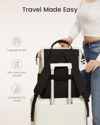 Optima Women's 15.6" Laptop Backpack - Stylish Black-White Design