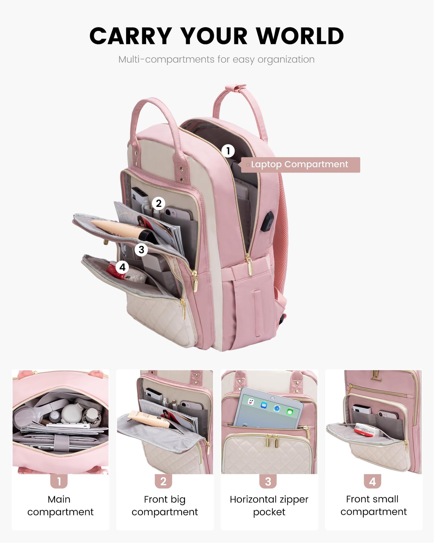 Optima Women's 15.6-Inch Laptop Backpack - Stylish Travel & Work Bag