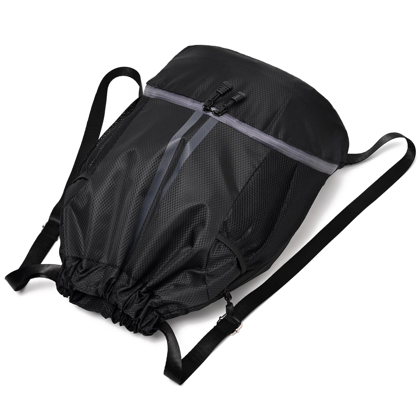 Optima Premium Large Drawstring Backpack - Black Gym Bag