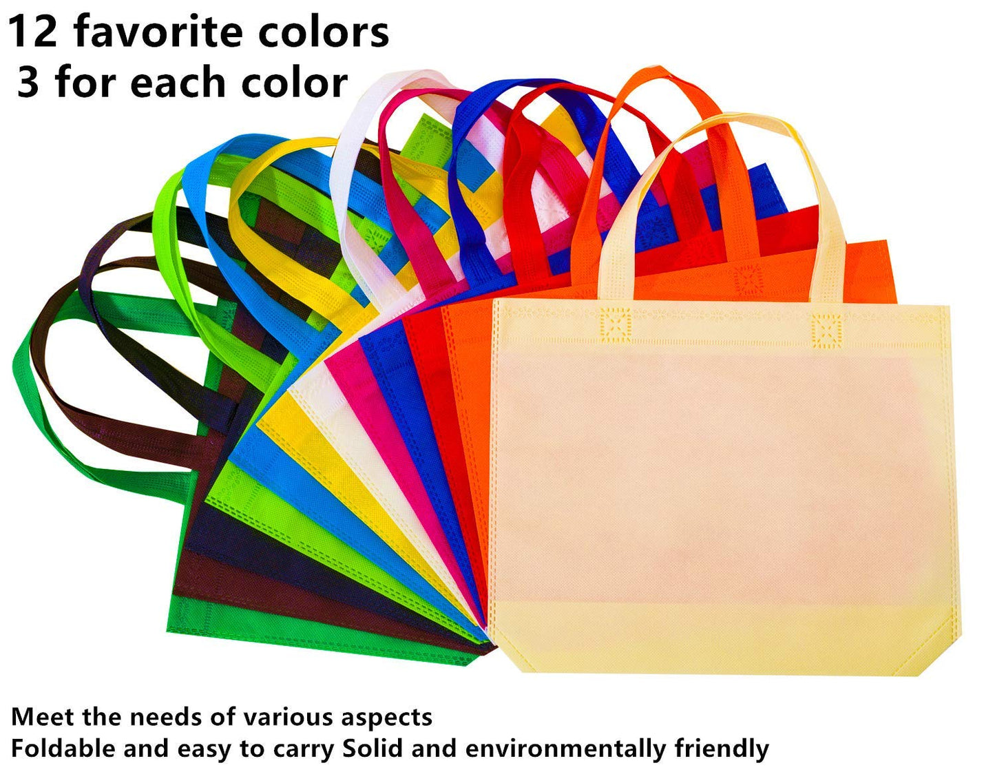 Optima Premium Non-Woven Tote Bags - 36 Pack, 13x10 Inches
