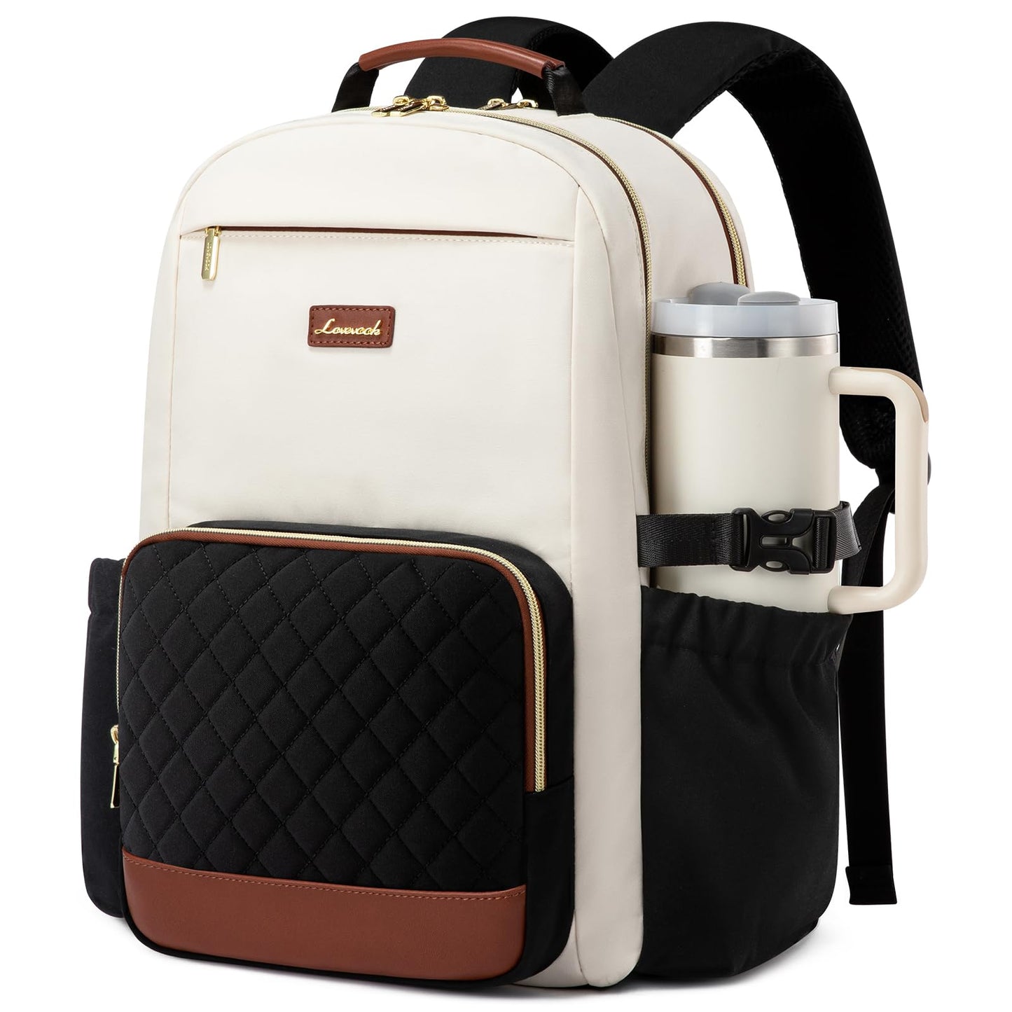 Optima Premium Laptop Backpack - 15.6 Inch, Stylish Beige & Brown