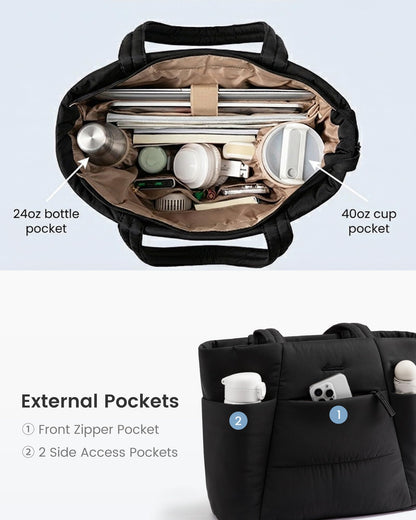 Optima Premium Women's Tote Bag - 15.6in, Stylish Black Design