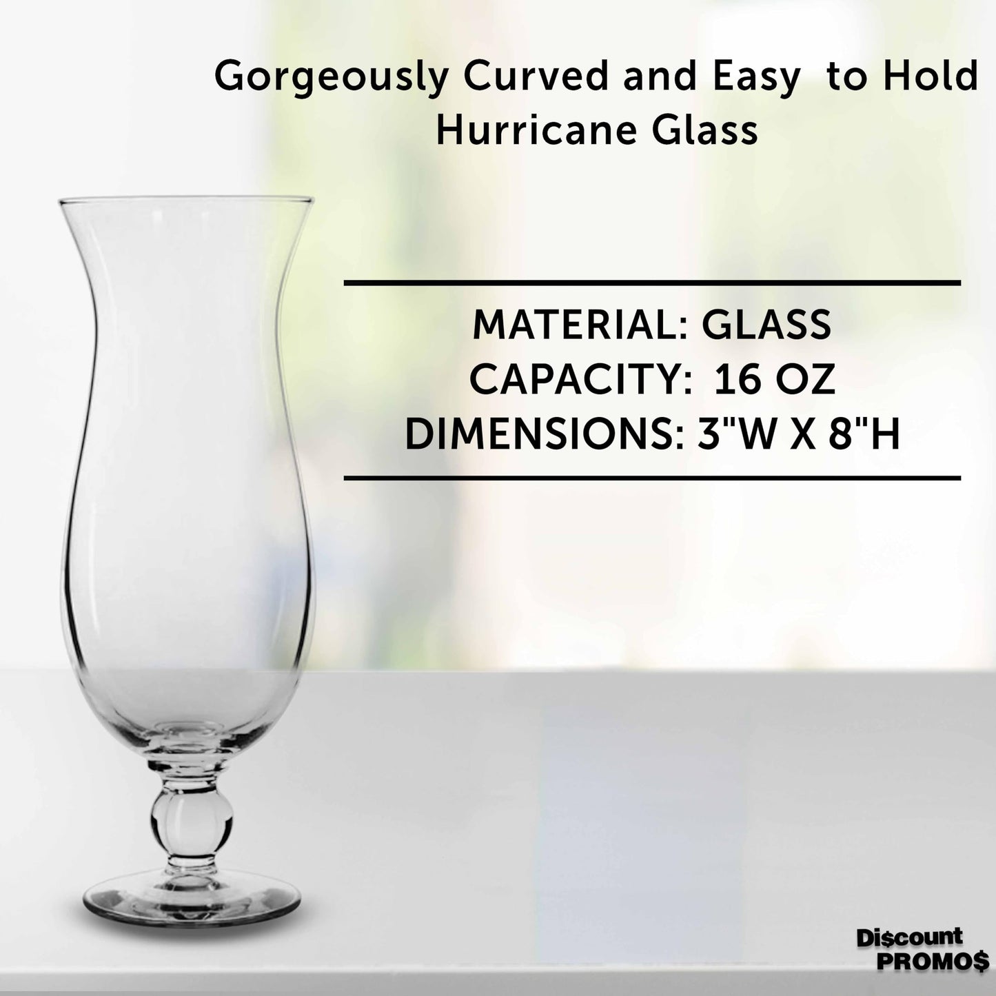 Optima Premium Hurricane Glasses - 16 oz, Set of 12, Clear
