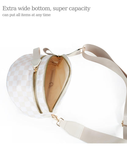 Optima Premium Checkered Nylon Crossbody Bum Bag - Medium Size