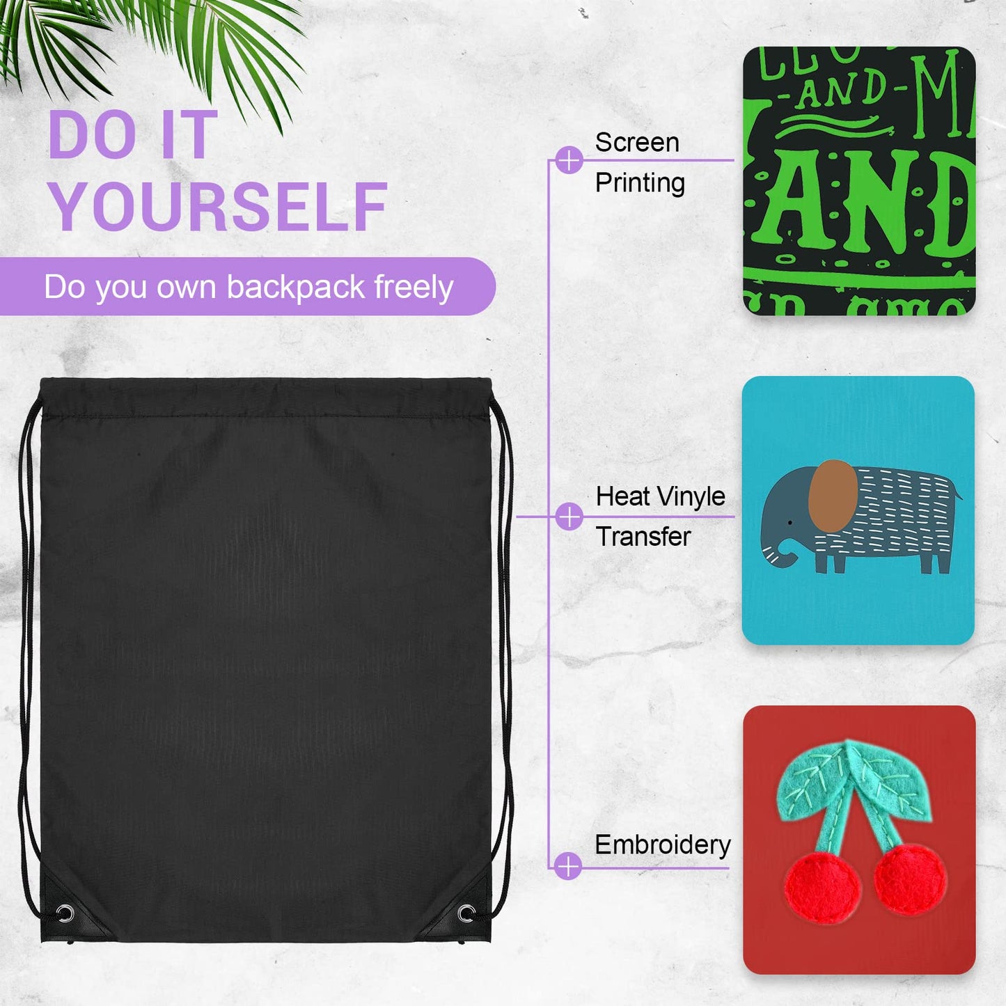 Optima Premium Drawstring Backpack - 16.4x13.8in, 120 Pack, Polyester