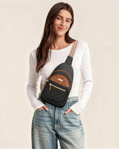 Optima Premium Crossbody Bag - Medium Beige & Brown Design