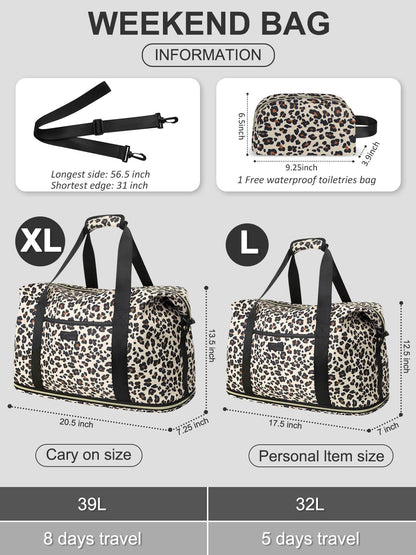 Optima Expandable Travel Duffle Bag - X-Large, Waterproof, Leopard