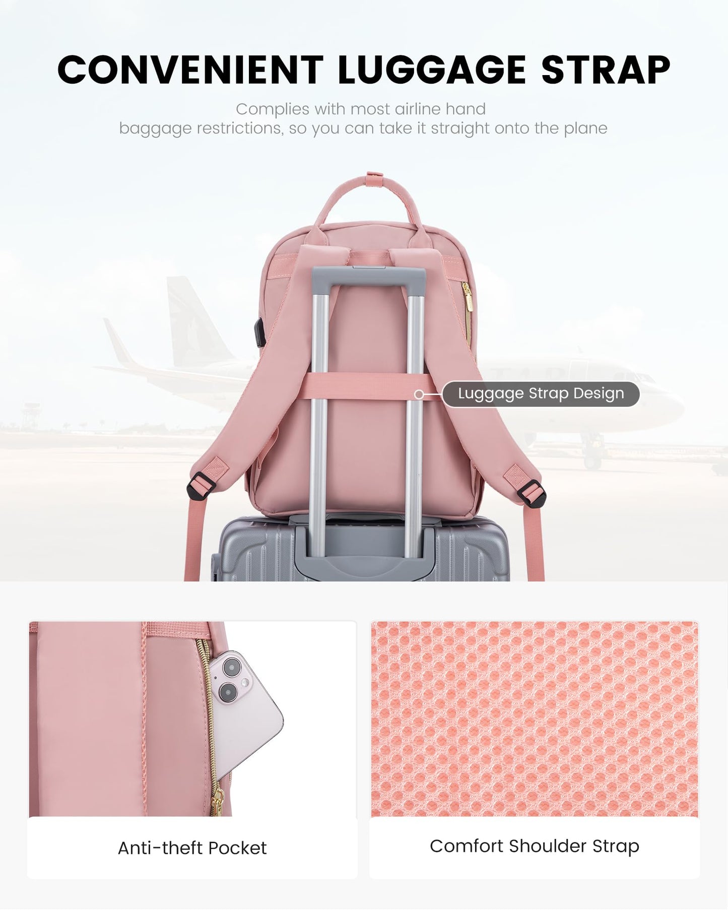 Optima Women's 15.6-Inch Laptop Backpack - Stylish Travel & Work Bag