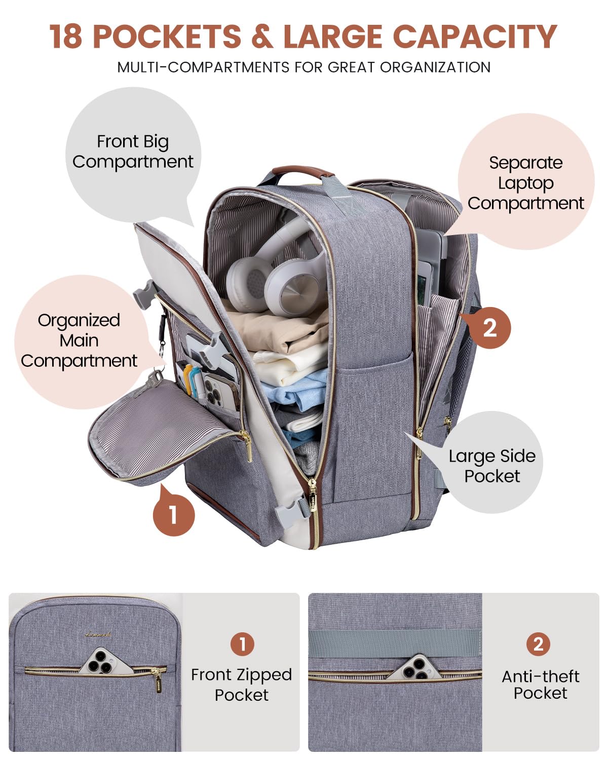 Optima Premium Travel Backpack - Large, Versatile Carry-On Essentials