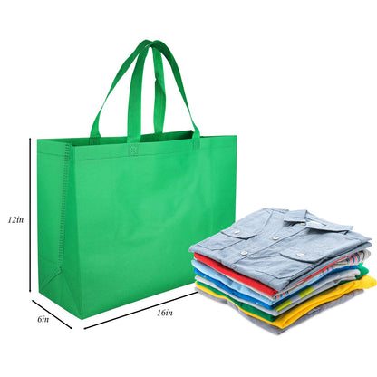 Optima Premium Reusable Tote Bags - 16x6x12 Inch Non-Woven, 50 Pcs