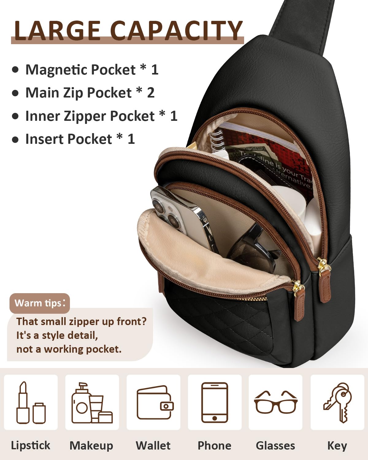 Optima Premium Crossbody Bag - Medium Beige & Brown Design