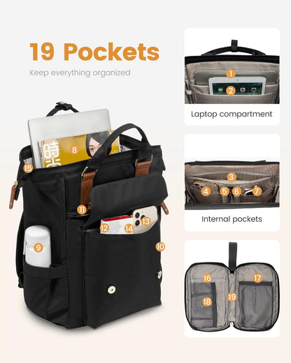 Optima Premium Laptop Backpack - 15.6 Inch, Black-Brown, for Work & School