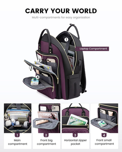 Optima Women's 15.6-Inch Laptop Backpack - Travel & Work Ready