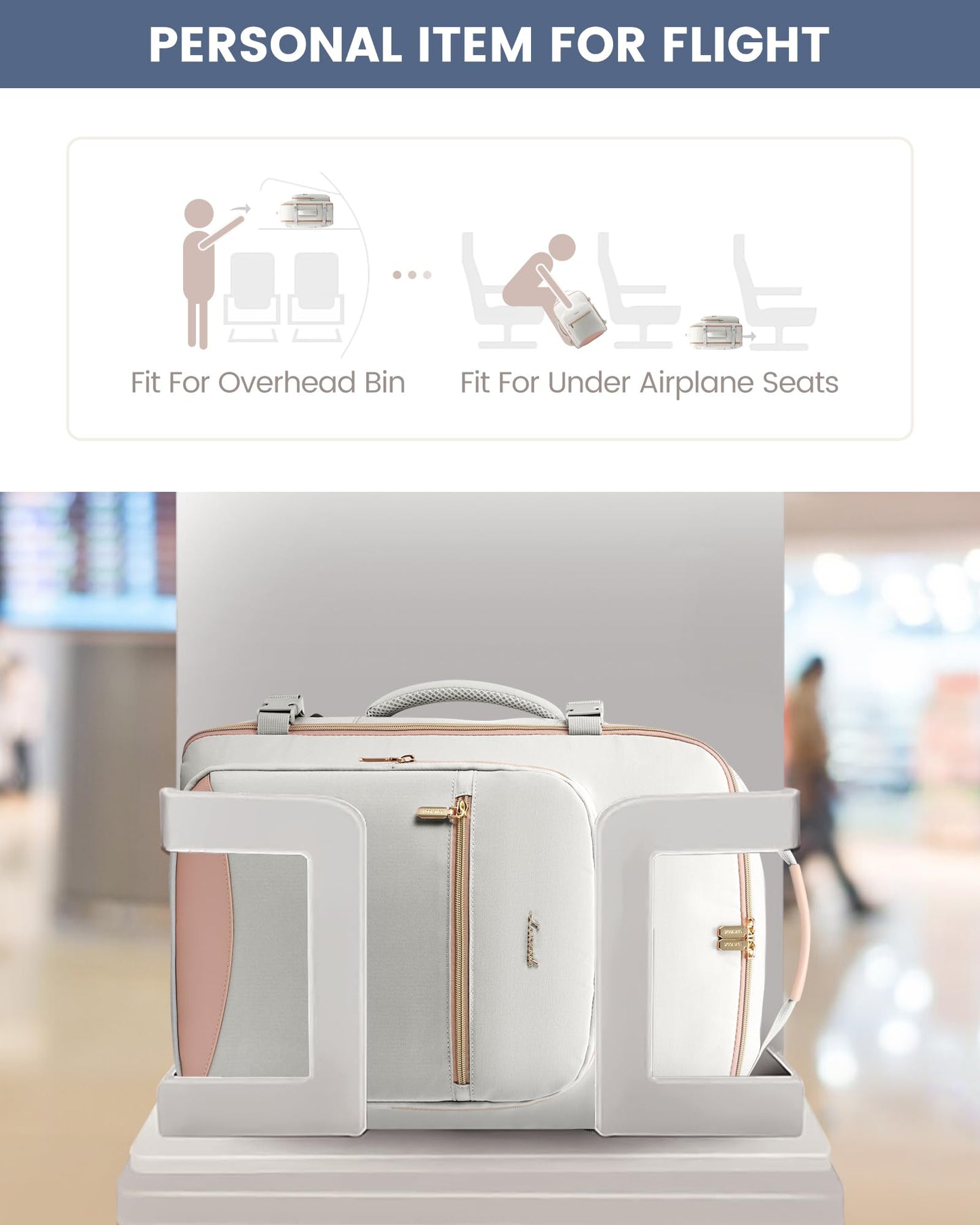 Optima Premium 35L Travel Backpack - Airline Approved, Grey-Pink