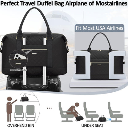 Optima Premium Women's Travel Duffle Bag - Stylish Black Design