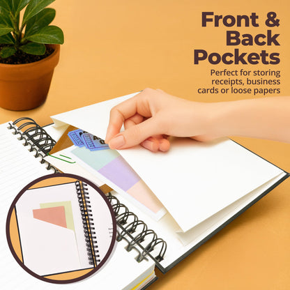 Optima Premium Leather Spiral Notebook - 8x10, 300 Pages, 5 Subject
