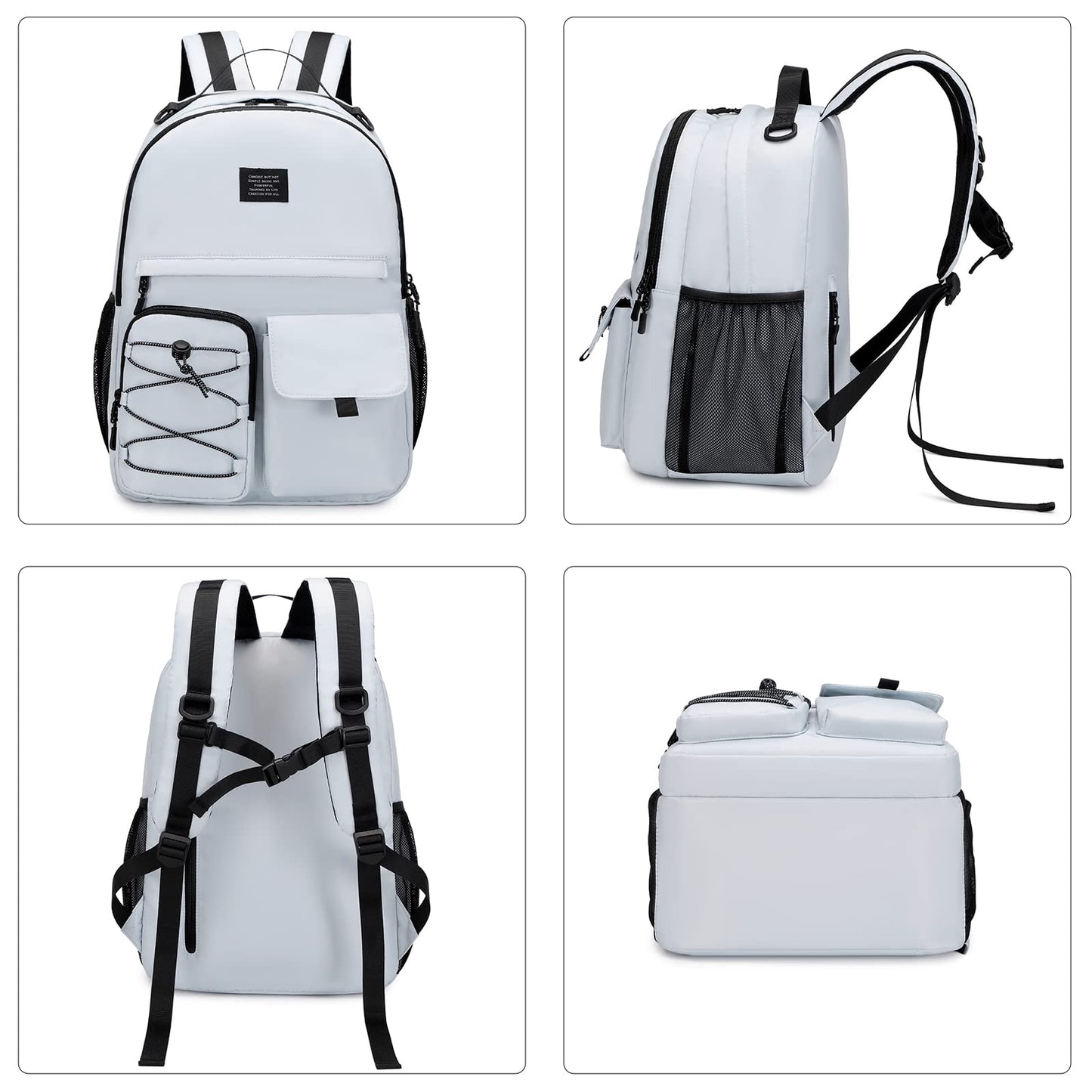 Optima Stylish Daypack Backpack - 15" Laptop Compartment, Black