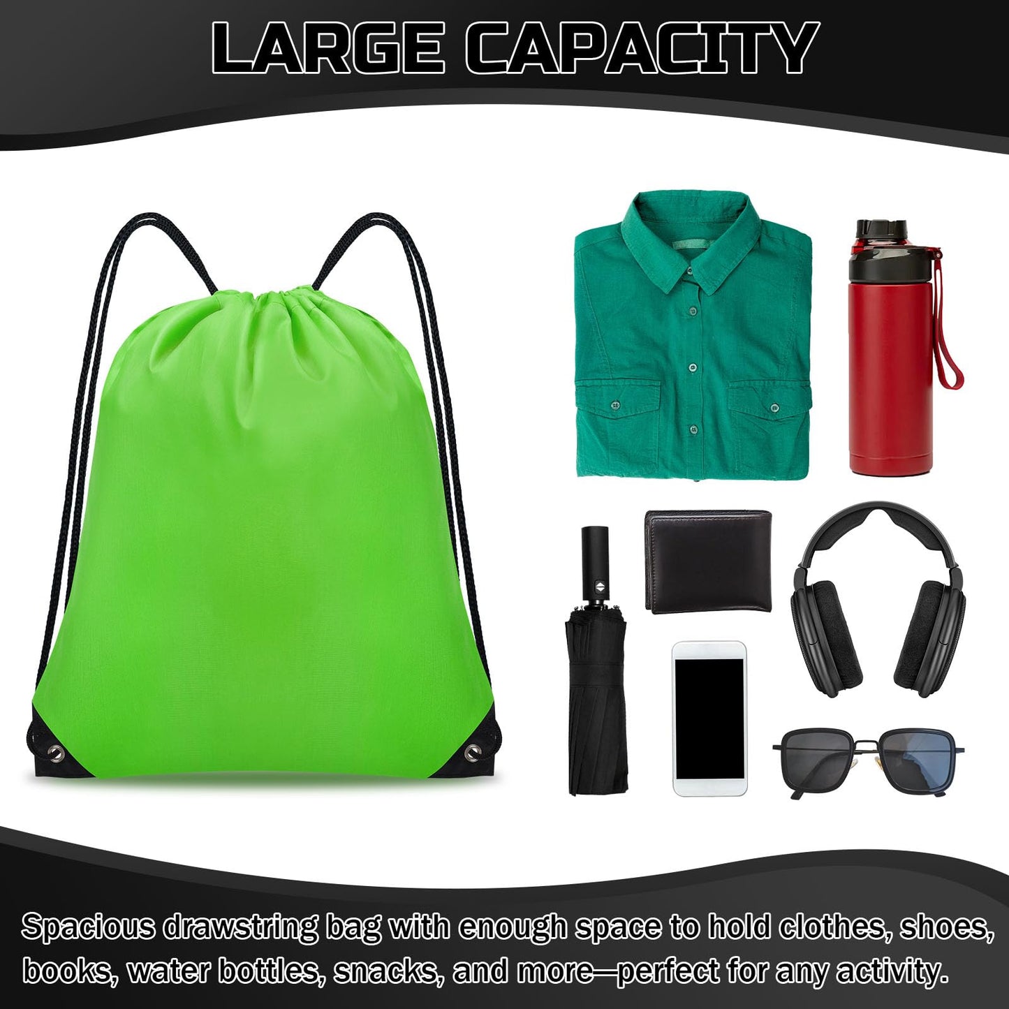 Optima Premium Drawstring Backpack - 16.5" x 13.3" for Sports & Travel