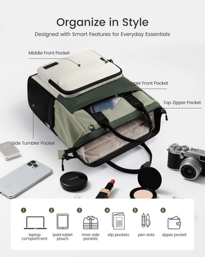 Optima Premium Laptop Backpack - 15.6 Inch for Students, Beige