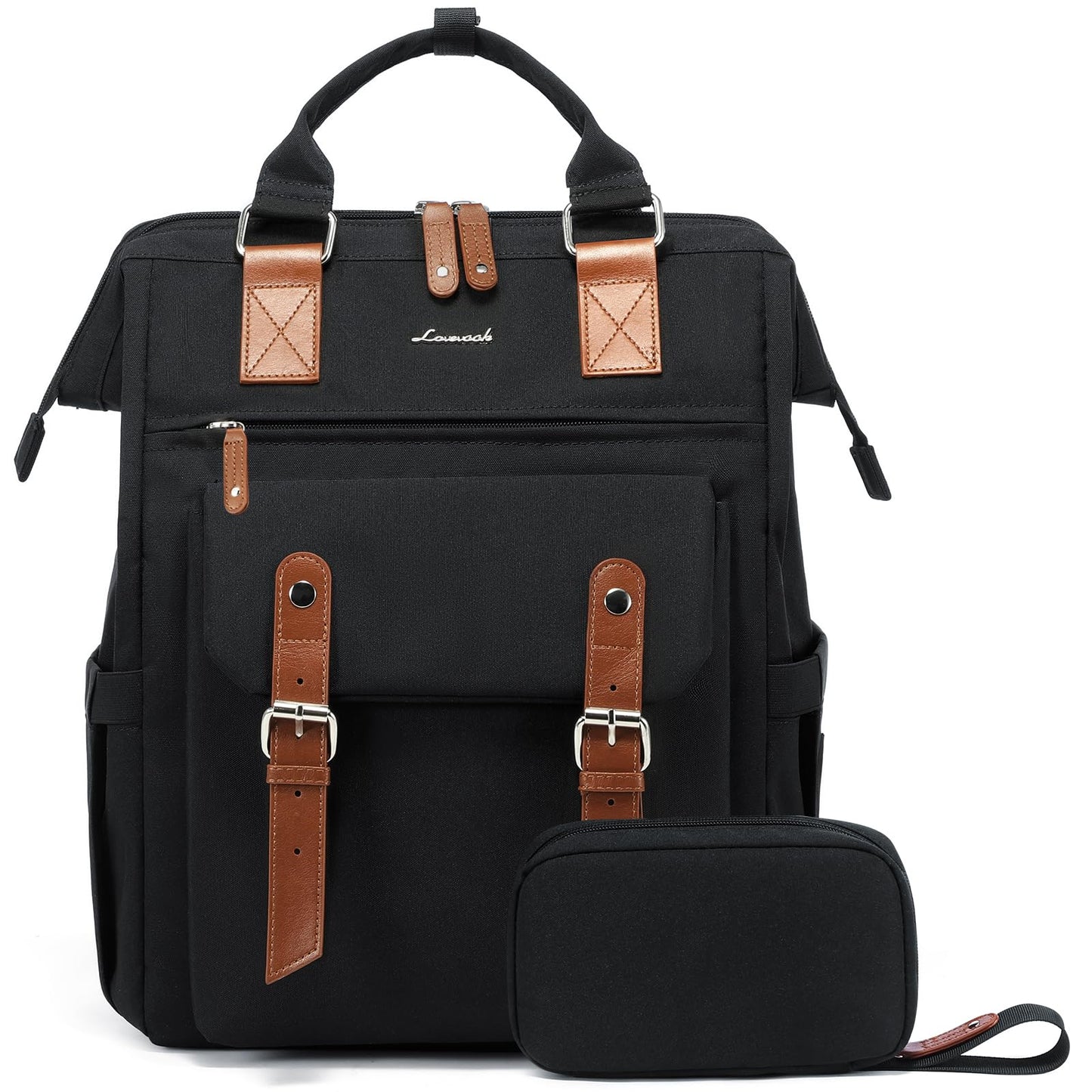 Optima Premium Laptop Backpack - 15.6 Inch, Black-Brown, for Work & School