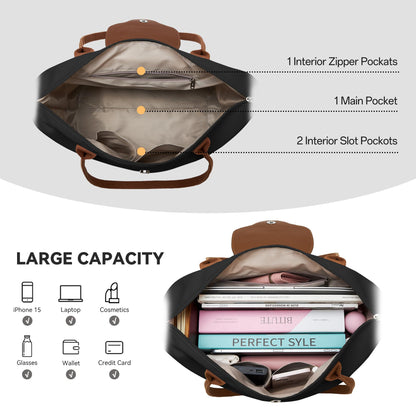 Optima Premium Nylon Tote Bag - Foldable Weekend Purse, Black M