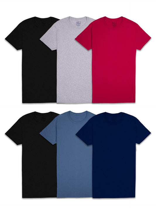 Optima Men's Classic Fit Crew T-Shirt - 6 Pack, Medium, Assorted Colors