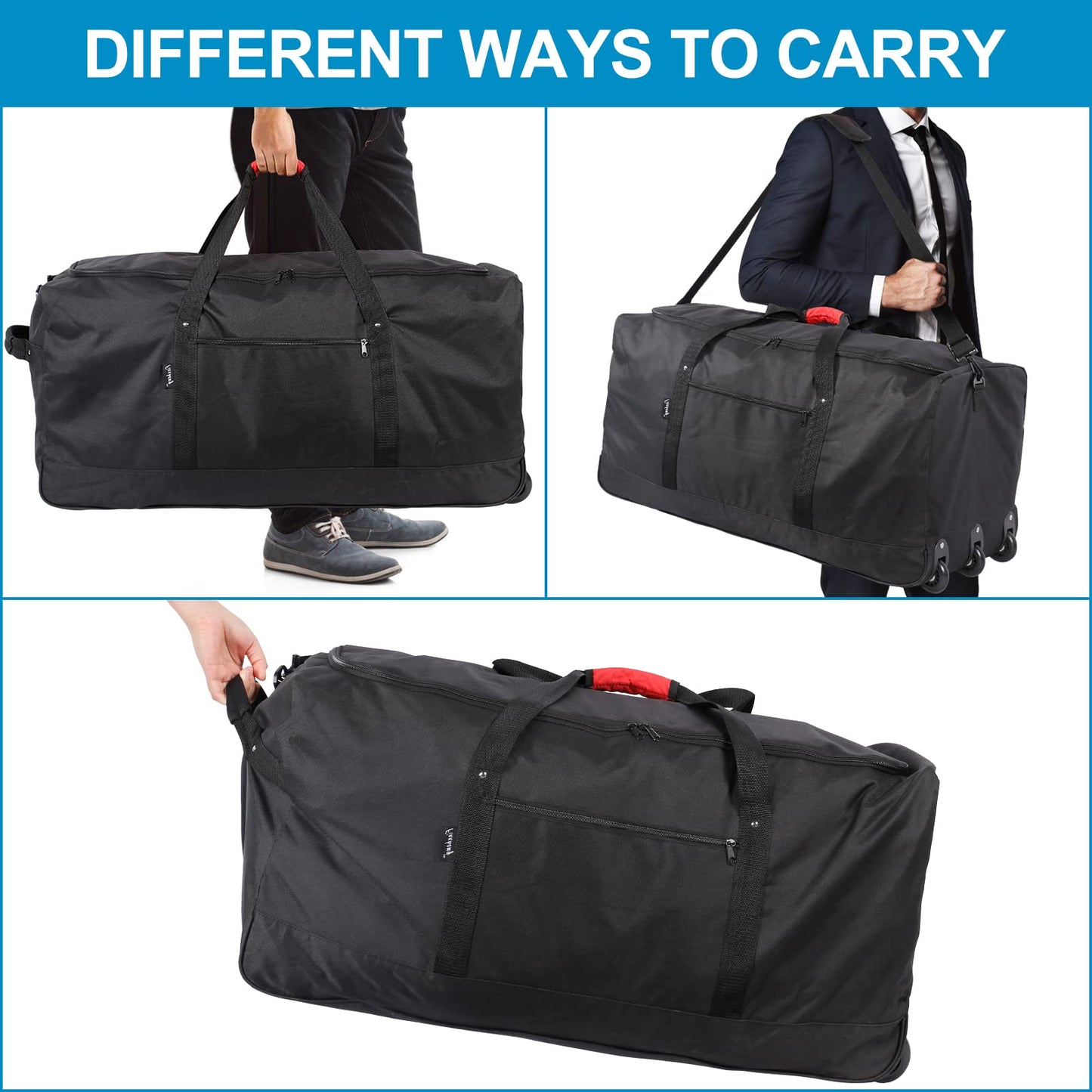 Optima Premium 120L Rolling Duffel Bag - Lightweight & Durable