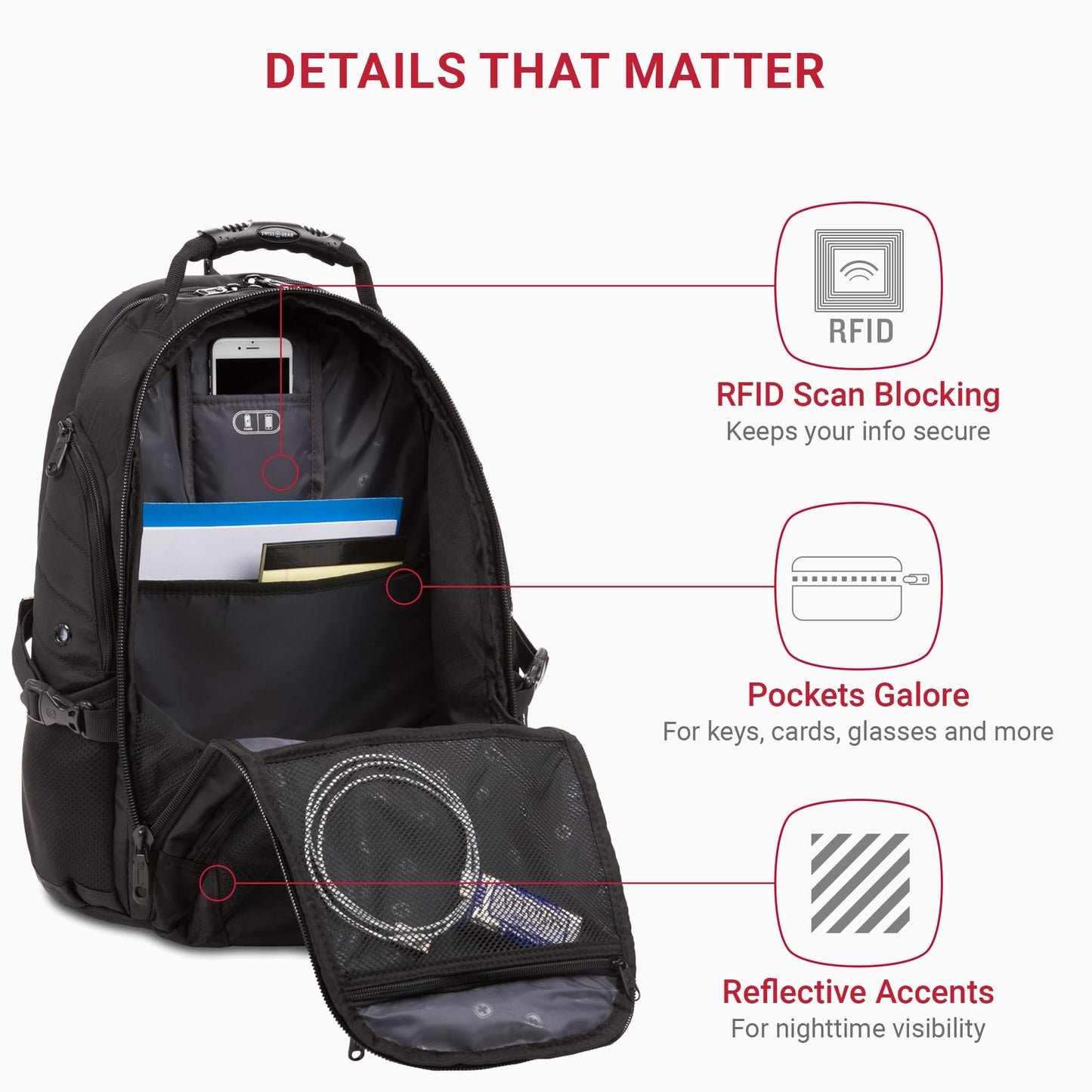 Optima Premium 17-Inch Laptop Backpack - TSA Friendly, Black