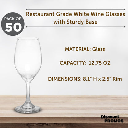 Optima Premium Water and Wine Goblet Glasses Set - 12.75 oz, Clear