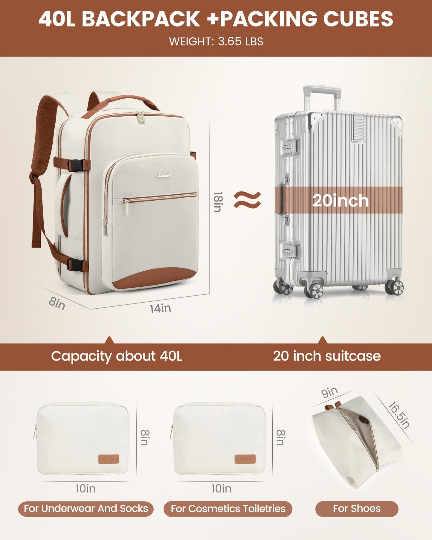 Optima Premium Laptop Backpack - 15.6", Beige-Brown, Stylish & Functional