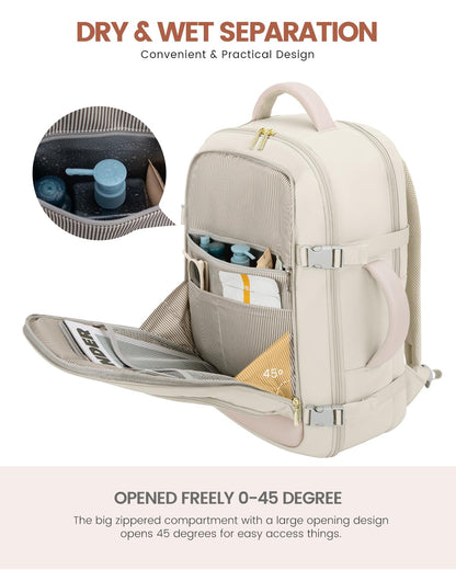 Optima Premium Travel Backpack - 40L, Beige, 17.3 Inch