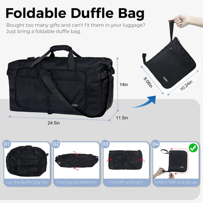 Optima Premium 65L Duffle Bag - Glossy Black with Shoe Compartment