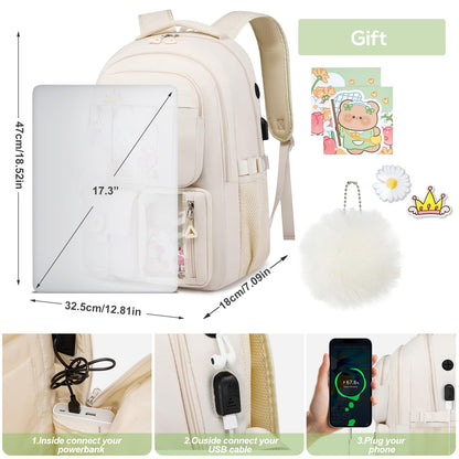 Optima Aesthetic School Backpack for Teen Girls - Stylish Laptop Bag