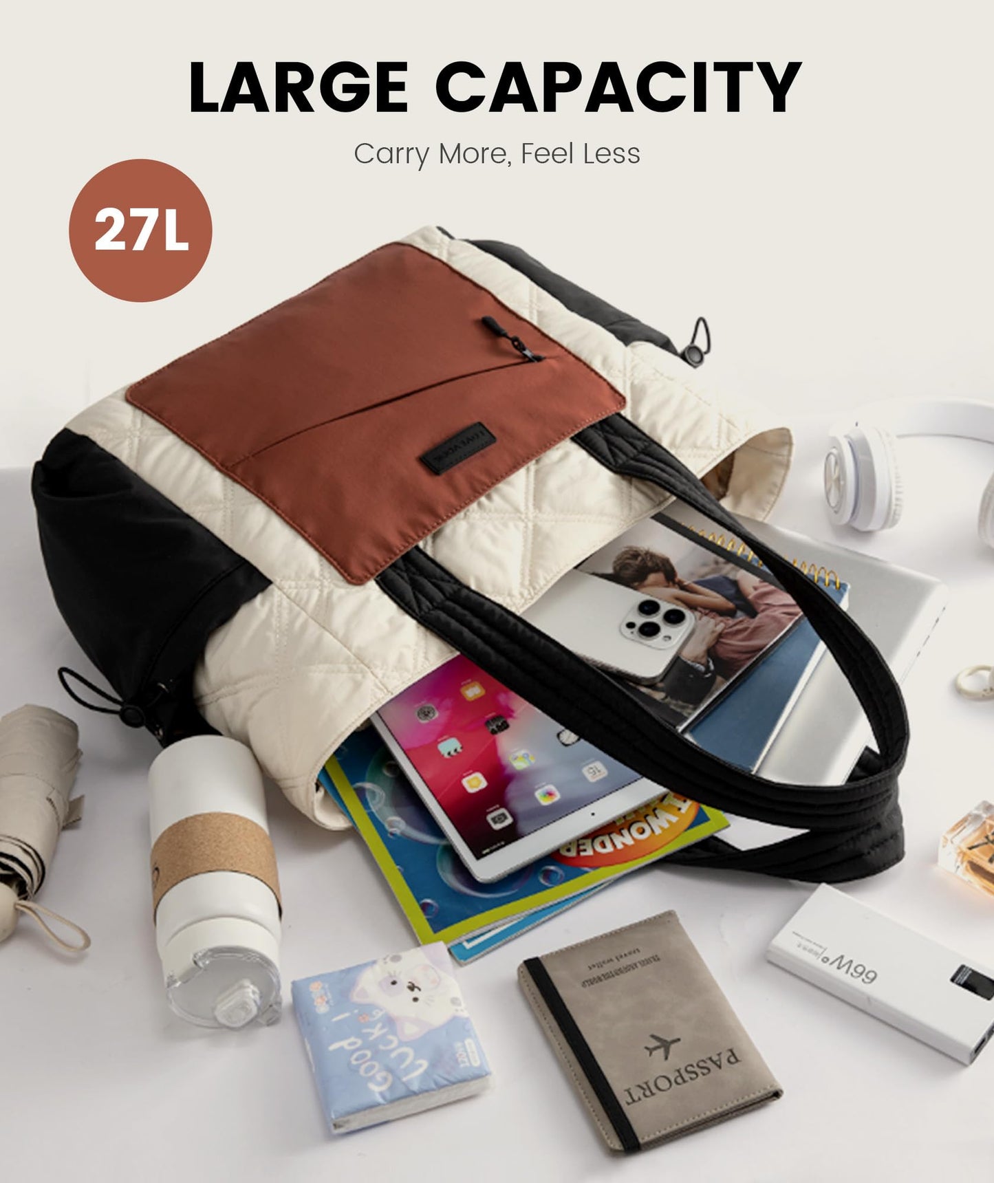 Optima Premium Quilted Tote Bag - Lightweight for Work & Travel