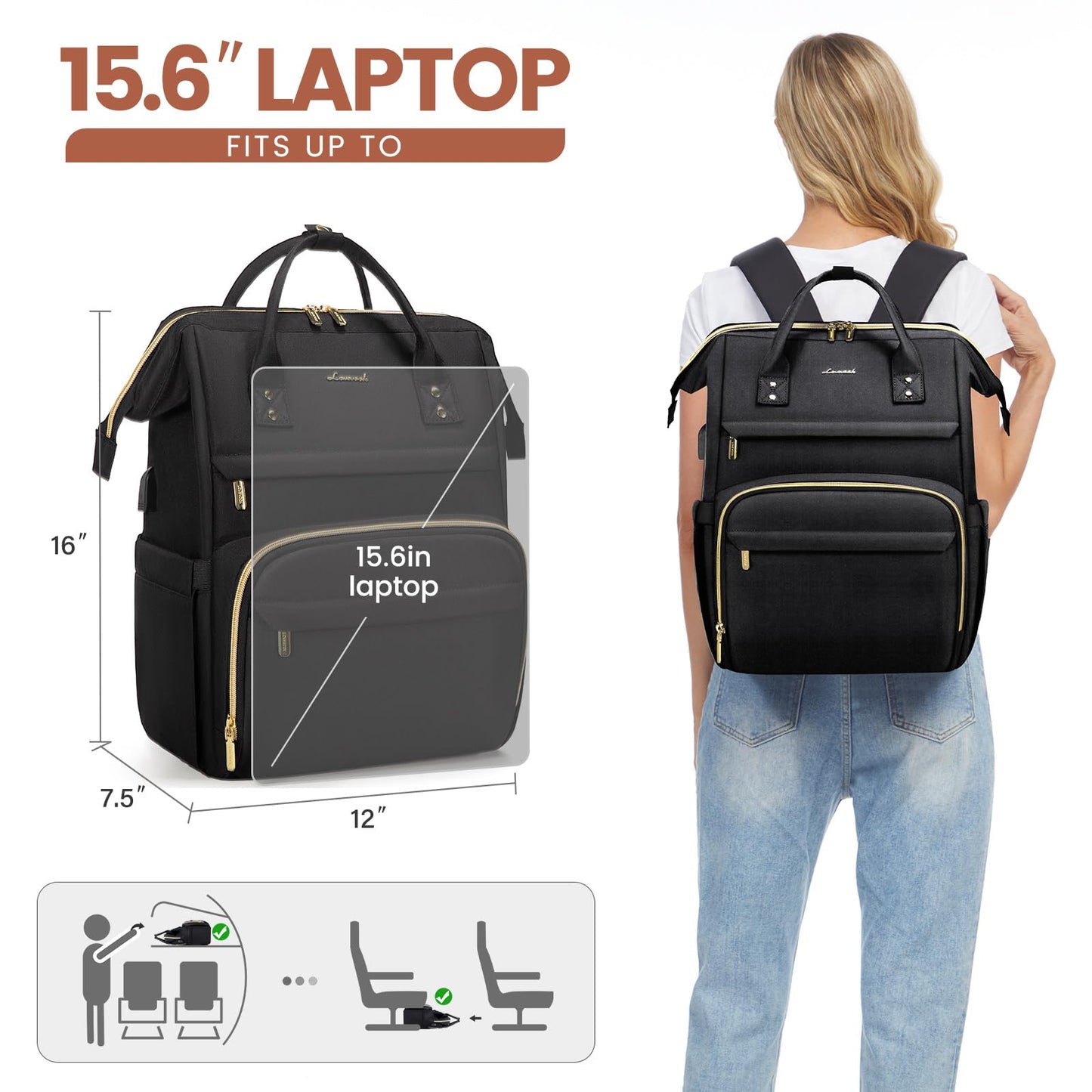 Optima Women's Laptop Backpack - Stylish Travel Bag with USB Port