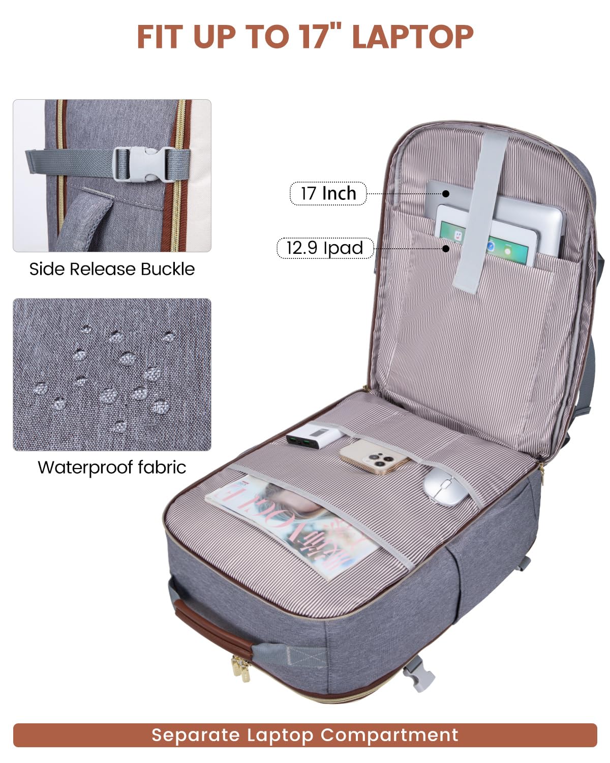 Optima Premium Travel Backpack - Large, Versatile Carry-On Essentials