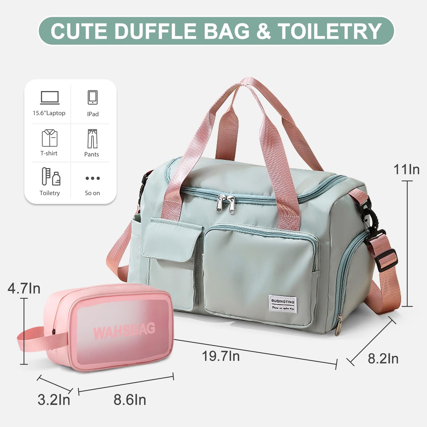 Optima Women's Small Duffle Bag with Shoe Compartment - Travel Ready